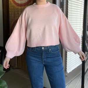 Pink Balloon Sleeved Playboy Sweater